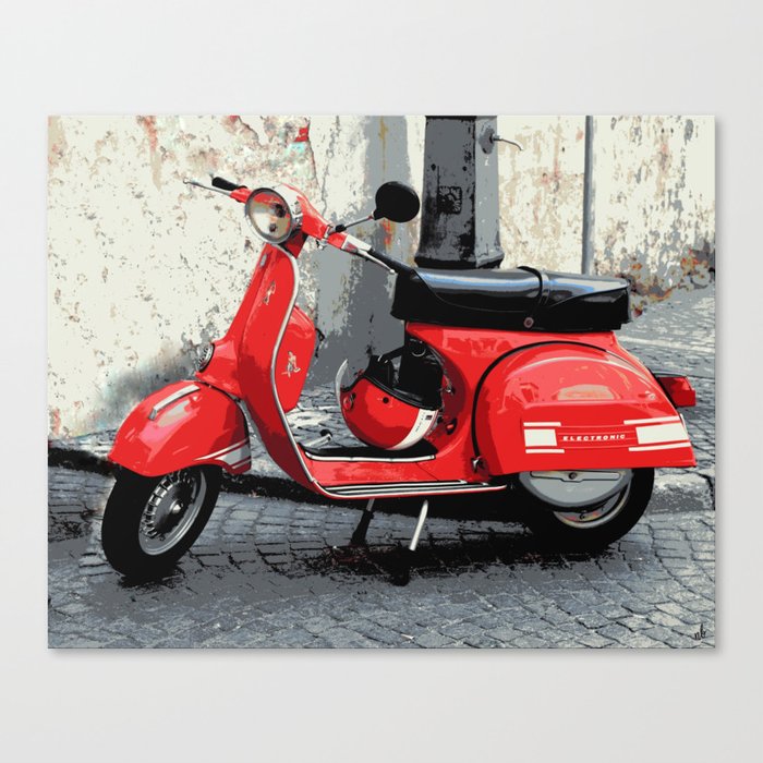 Red Scooter in Italy Canvas Print