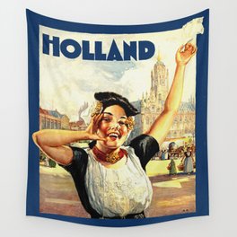 Vintage Holland Travel Poster Wall Tapestry