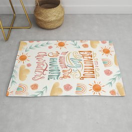 IT'S A BEAUTIFUL DAY Rug | Literary, Beautiful, Day, Bookworm, Digital, Fictional, Characters, Summer, Typography, Nerd 