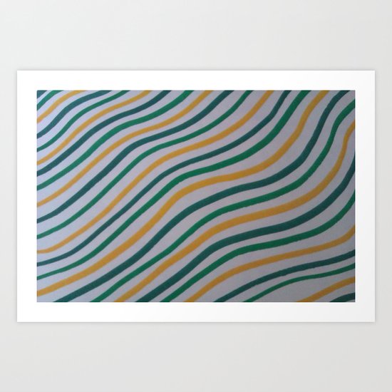Green & Yellow Stripes Art Print