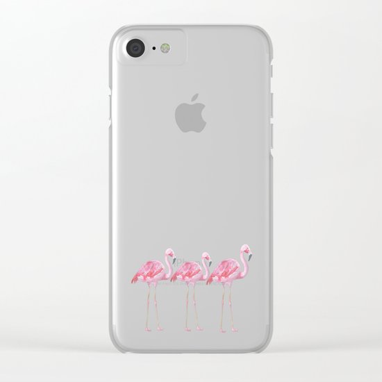Flamingo - pink bird - animal on white background Clear iPhone Case