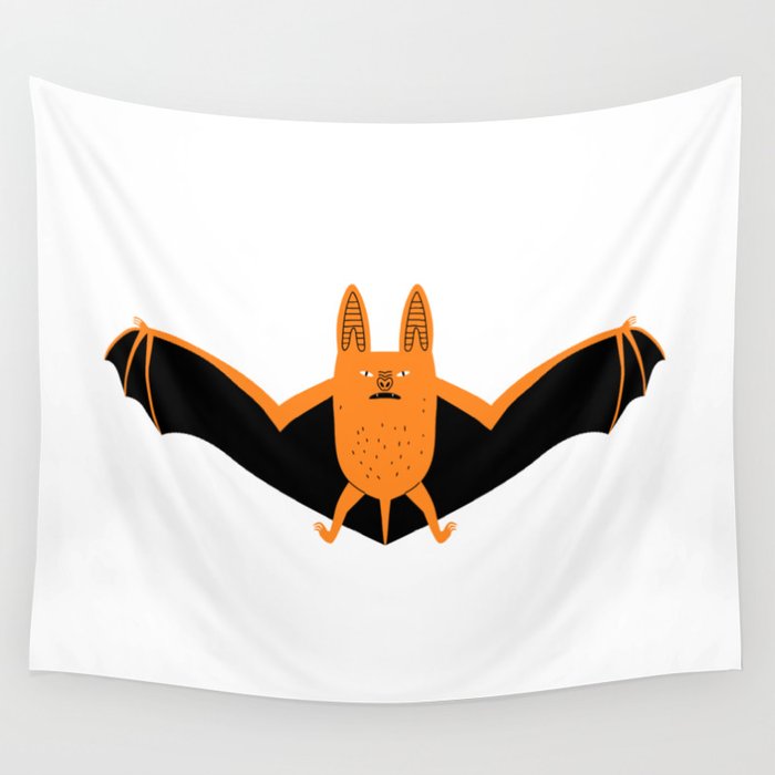 Funny halloween bat animal flying cartoon  Wall Tapestry
