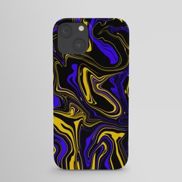 Yellow Blue and Black Oil Spill iPhone Case