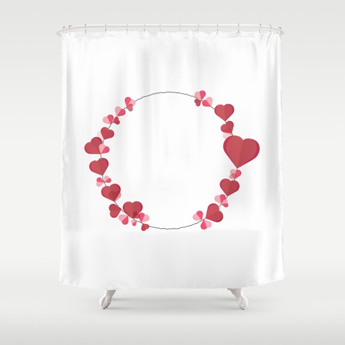 Wreath with Red and Pink Heart. paper Hearts .Valentine day, mother day, father day Shower Curtain