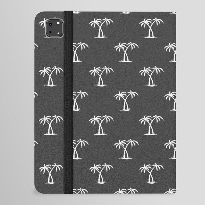 Dark Grey And White Palm Trees Pattern iPad Folio Case