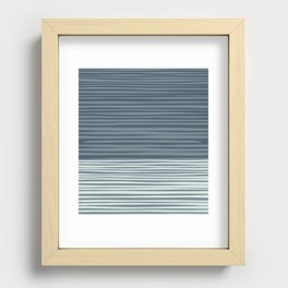 Natural Stripes Modern Minimalist Colour Block Pattern in Neutral Blue Grey Tones  Recessed Framed Print