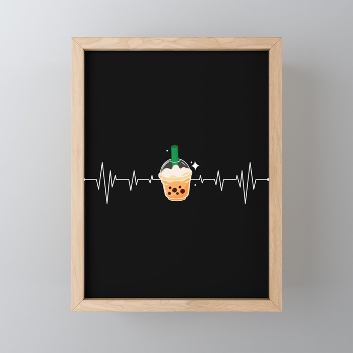 Bubble Tea Heartbeat Drink Lover Boba Tea Lover Framed Mini Art Print