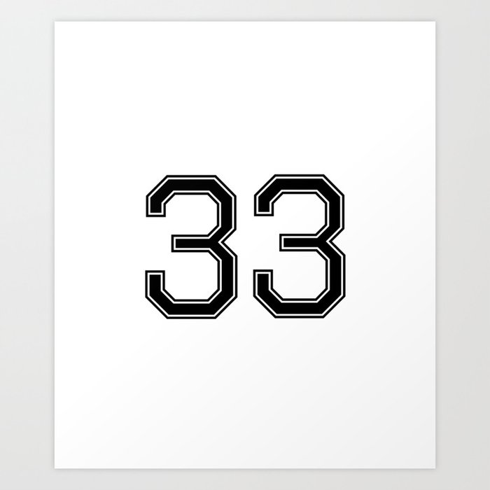 Number 33 American Football, Soccer, Sport Design Art Print