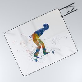 watercolor skater Picnic Blanket