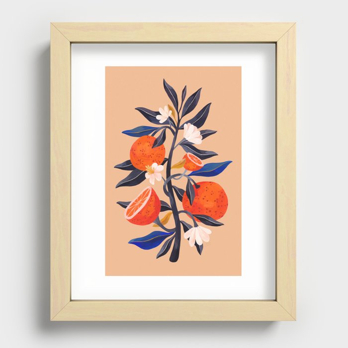 Orange Tree, Botanical Painting Recessed Framed Print