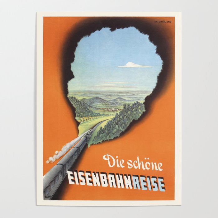 German Train Travel Poster Die schöne Eisenbahnreise Poster