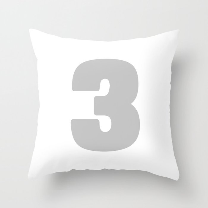3 (Gray & White Number) Throw Pillow