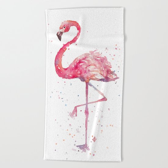 A Flamingos Fancy Beach Towel
