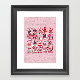 I gnome you more // pastel pink background red and pink Valentine's Day gnomes and motifs Framed Art Print