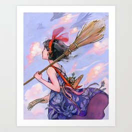 Windy Witch Art Print