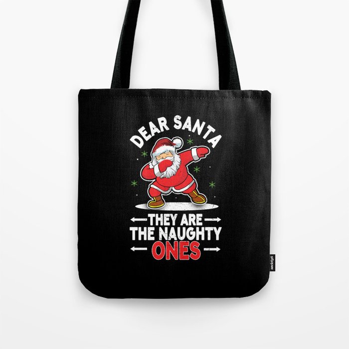 Dab Santa Naughty Ones December Winter Christmas Tote Bag