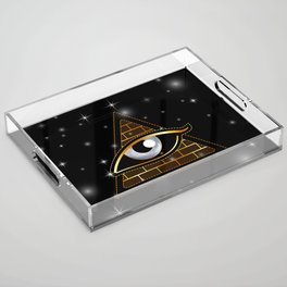 New World Order All seeing third eye in delta triangle Acrylic Tray
