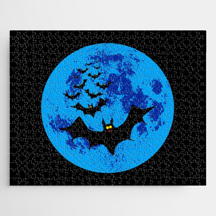 Vampire Bats Against The Blue Moon Jigsaw Puzzle