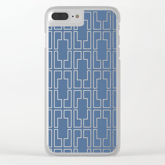 Simply Mid-Century in White Gold Sands and Aegean Blue Clear iPhone Case