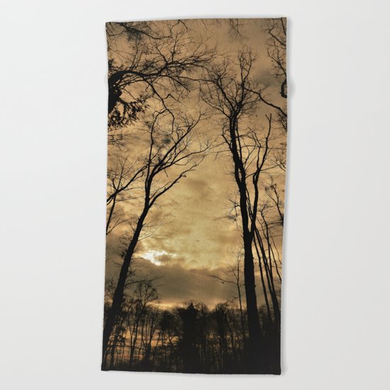snow clouds above the wood Beach Towel