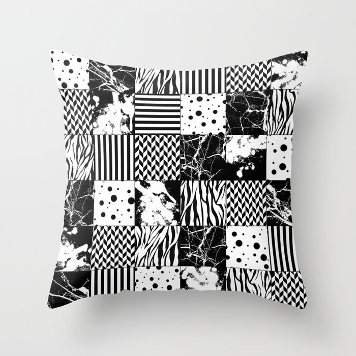 Eclectic Black And White Squares Throw Pillow By Printpix Society6