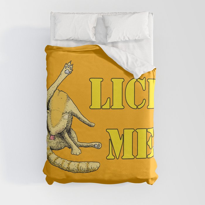 Lick Me (cat cleaning itself) Duvet Cover