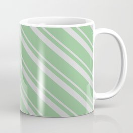 [ Thumbnail: Light Grey & Dark Sea Green Colored Stripes Pattern Coffee Mug ]