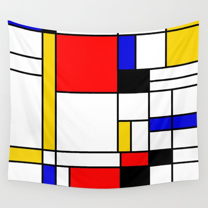 Bauhouse Composition Mondrian Style Wall Tapestry