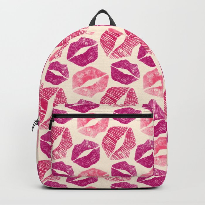 Pattern Lips in Pink Lipstick Backpack