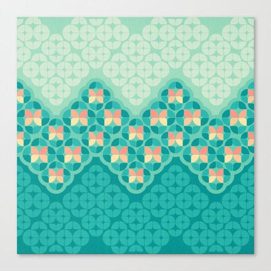 Blue Garden Pattern Canvas Print
