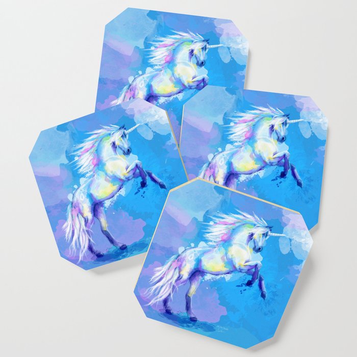 Unicorn Dream Fantasy Animal Painting Coaster By Floartstudio