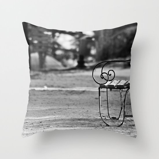 Solitary Park Bench Throw Pillow