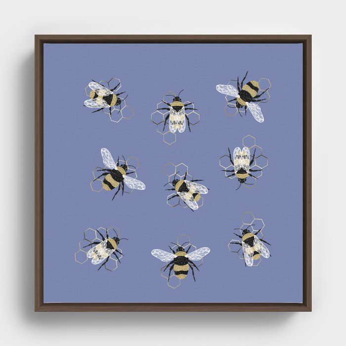 Fancy Bees Framed Canvas