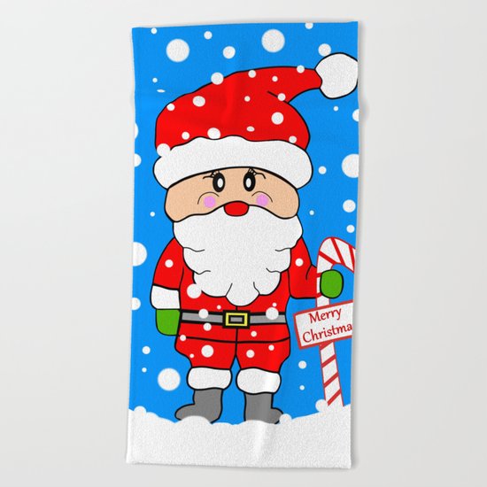 Merry Christmas Santa Beach Towel