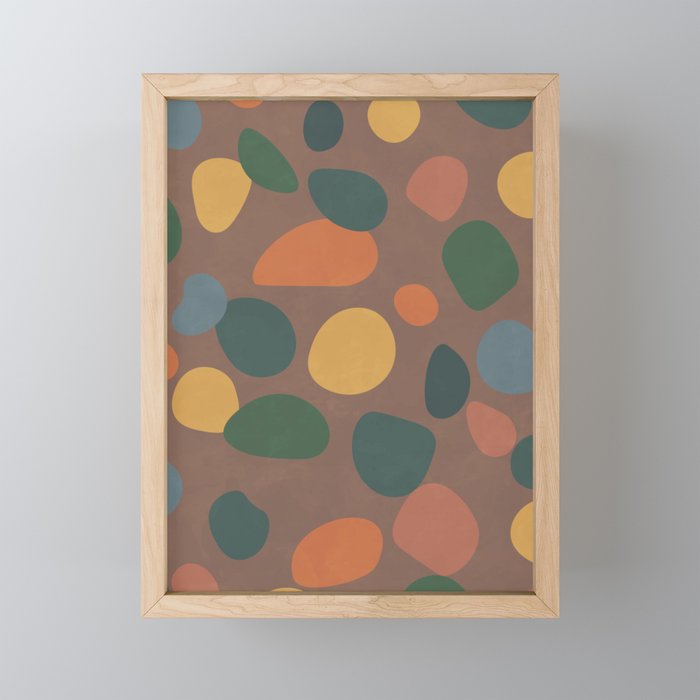 Pebbles Terrazzo - Earthy Tones Framed Mini Art Print