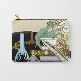 Steampunk Dragon Carry-All Pouch | Dragon, Fantasy, Steampunkart, Steampunkdragon, Steampunk, Clock, Drawing, Goggles, Tophat, Books 