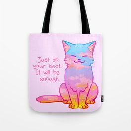 "Your Best is Enough" Sunset Cat Tote Bag