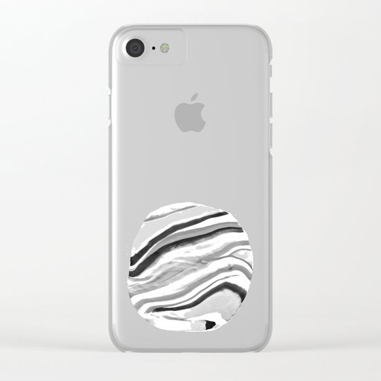 Shadow of Ourselves Marbling Marble Circle World Black and White Clear iPhone Case