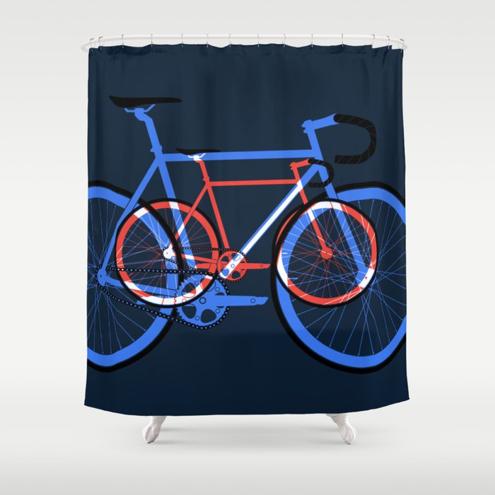 Fixed Gear Road Bikes – Blue, Purple and Red Shower Curtain