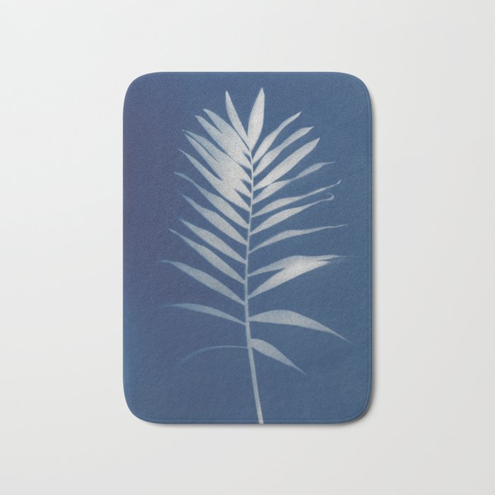 Jackie Partridge Art - Palm Leaf- Cyanotype Bath Mat