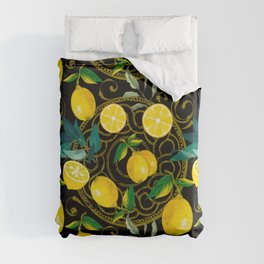 Summer, citrus ,Sicilian style ,lemon fruit pattern  Duvet Cover