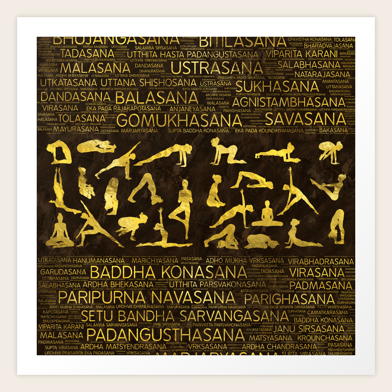 Gold Yoga Asanas Poses Sanskrit Word Art Art Print By K9printart Society6 There are many fables in sanskrit for beginners: society6