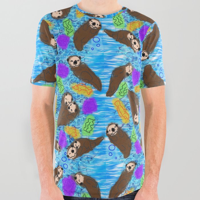 Auspicious Otters All Over Graphic Tee