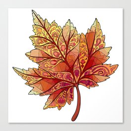 Red Leaf Mandala Canvas Print