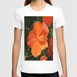 Vivid Orange Vermillion Impatiens Flower T-shirt
