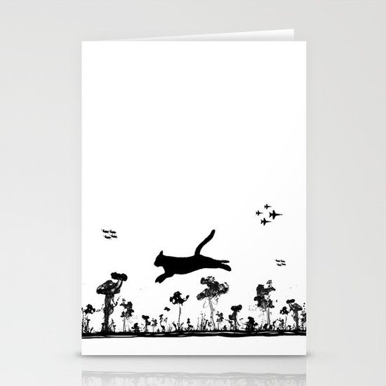The Cat and Ink drop bombs Stationery Cards