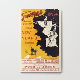 The New York Sunday World Sunday Dec. 29th great new year's number 1895 Metal Print | Newyork, Halloween, Emo, Newyearseve, Retro, Mystic, Vintage, Skeletons, Spooky, Black 