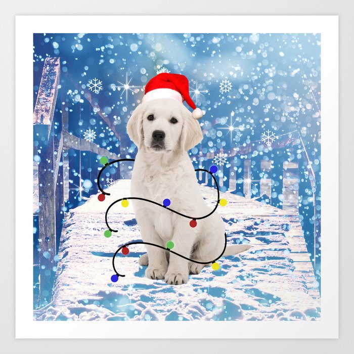 Golden Retriever Holidays Christmas Snow Art Print By Aashiarsh Society6