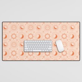 Moon and Sun on Pink Desk Mat