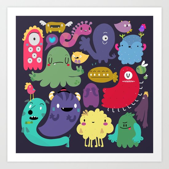 Colorful creatures Art Print